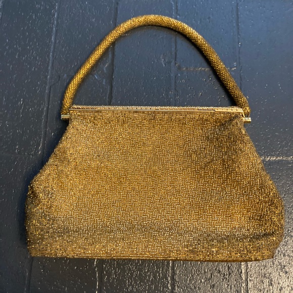 Vintage gold beaded evening bag - Picture 7 of 16
